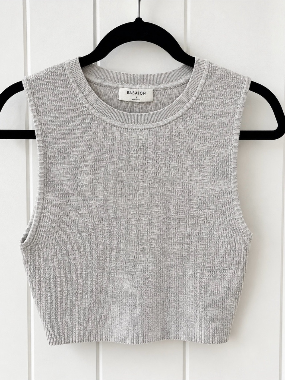 Babaton Aritzia Gray Ribbed Knit Sleeveless Sweater Tank Size Small